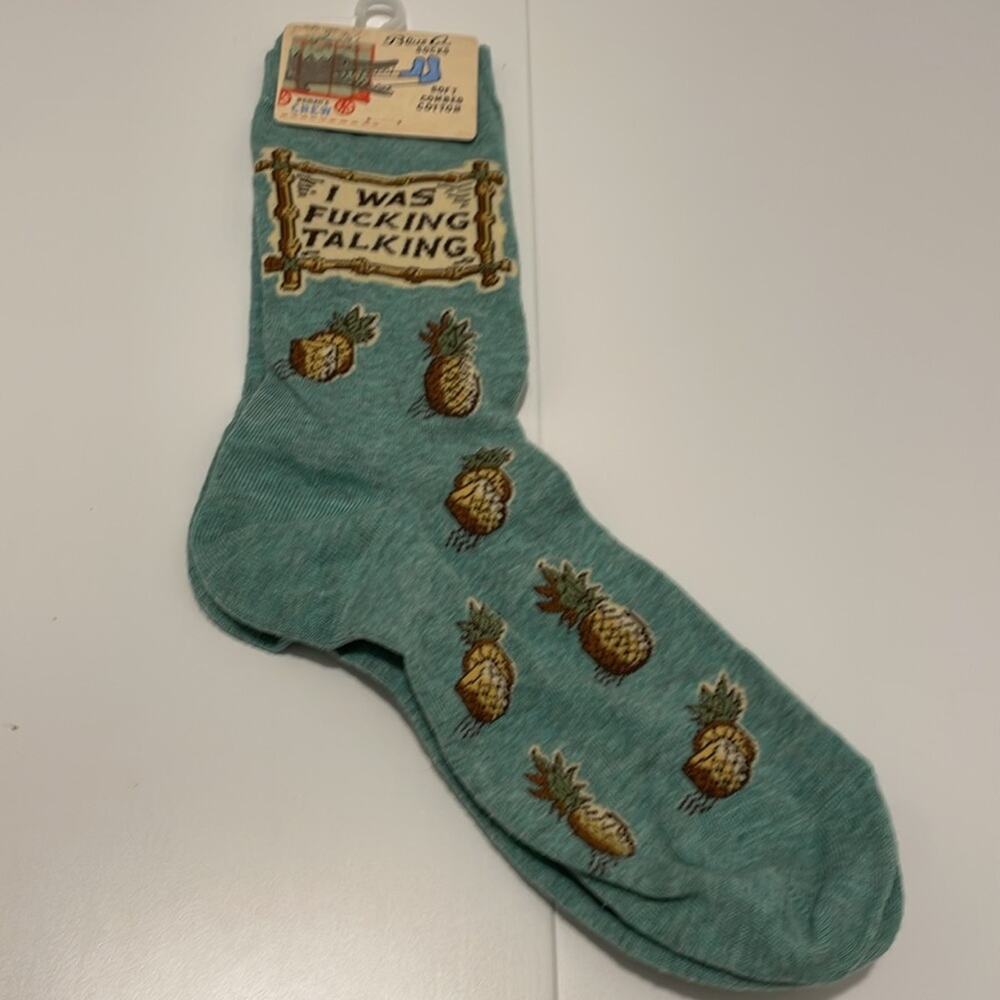 Blue Q Brand Socks NWT I was F*cking Talking Women's 5-10 Cotton Crew Socks - Picture 2 of 5